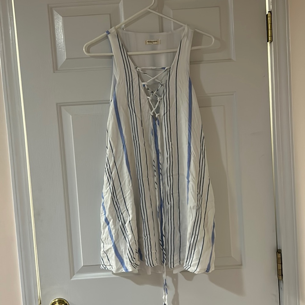 White Striped Mini Dress